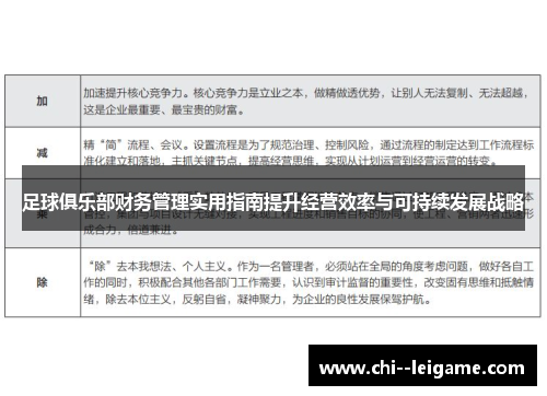 足球俱乐部财务管理实用指南提升经营效率与可持续发展战略 足球俱乐部财务管理实用指南提升经营效率与可持续发展战略